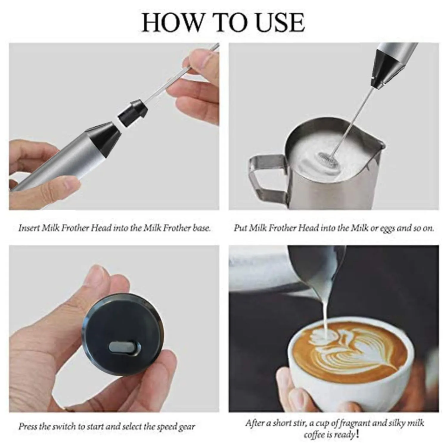 Kuber Industries Rechargeable Electric Frother for Coffee | Easy to Use Egg Beater & Whisker for Kitchen | Milk Frother & Cold Coffee Maker for Home - Silver & Black