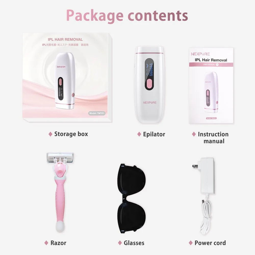 Laser Hair Removal Device, Permanent Painless for Women and Men Body Hair Removal with Set-In Cooling for Facial Upper Lip Armpit Bikini Line Pubic Back Leg