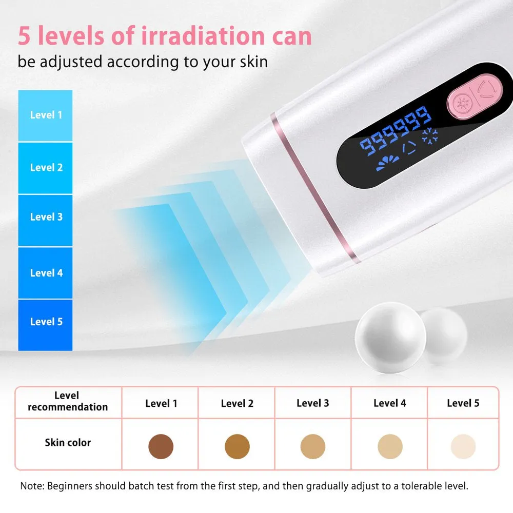 Laser Hair Removal Device, Permanent Painless for Women and Men Body Hair Removal with Set-In Cooling for Facial Upper Lip Armpit Bikini Line Pubic Back Leg