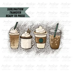 Leopard Coffee Starbies Design, Ready To Press, Sublimation Transfers, Leopard Print, Sublimation, Transfer Ready To Press