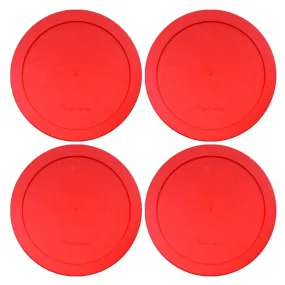 Lids for Pyrex and Anchor Round Glass Containers (2-Cups, Red-4Pk