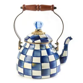 MacKenzie Childs Royal Check 2 Quart Tea Kettle