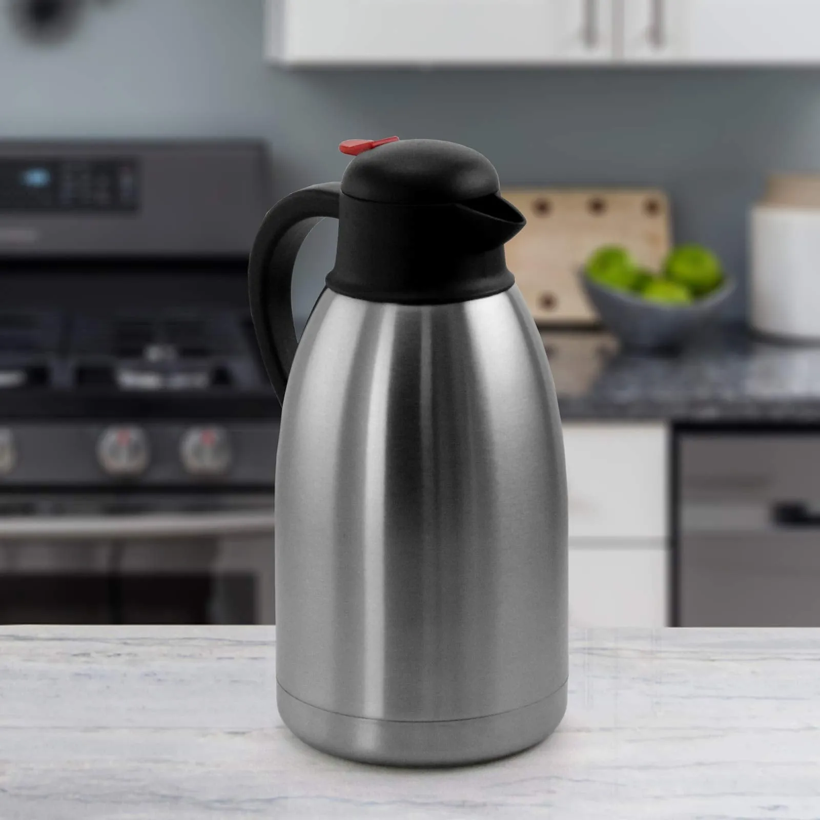 MegaChef 2 Liter Stainless Steel Thermal Beverage Carafe for Coffee and Tea