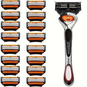 Men's Six-Layer Precision Manual Shaver, Retro Style with Replaceable Blade