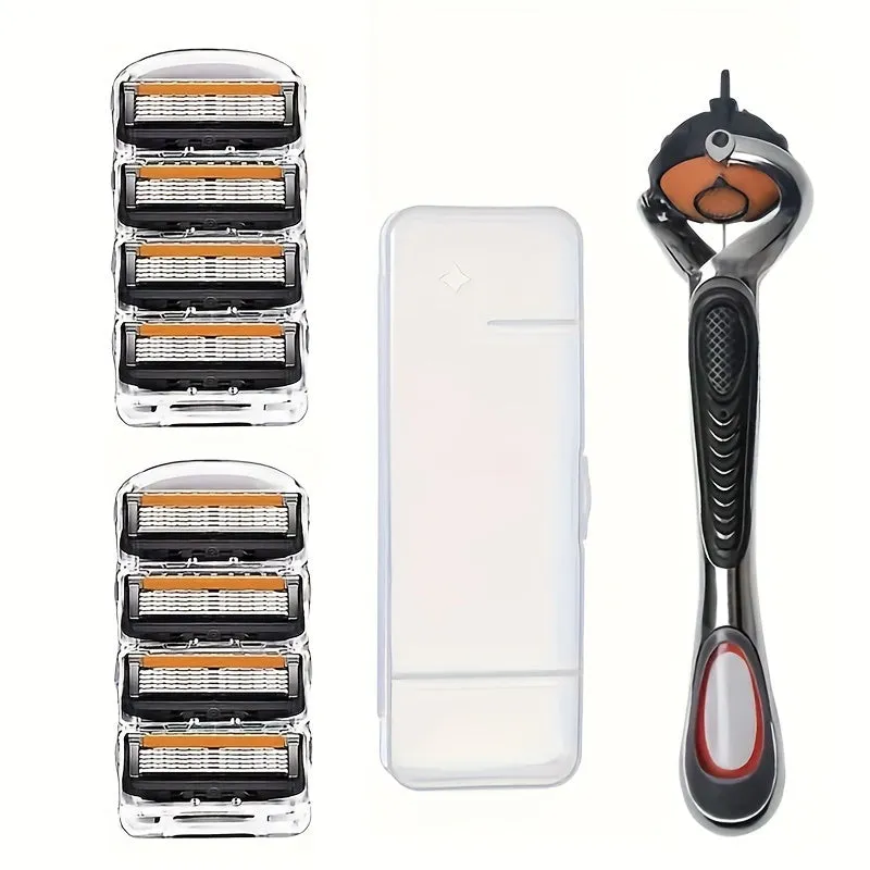 Men's Six-Layer Precision Manual Shaver, Retro Style with Replaceable Blade