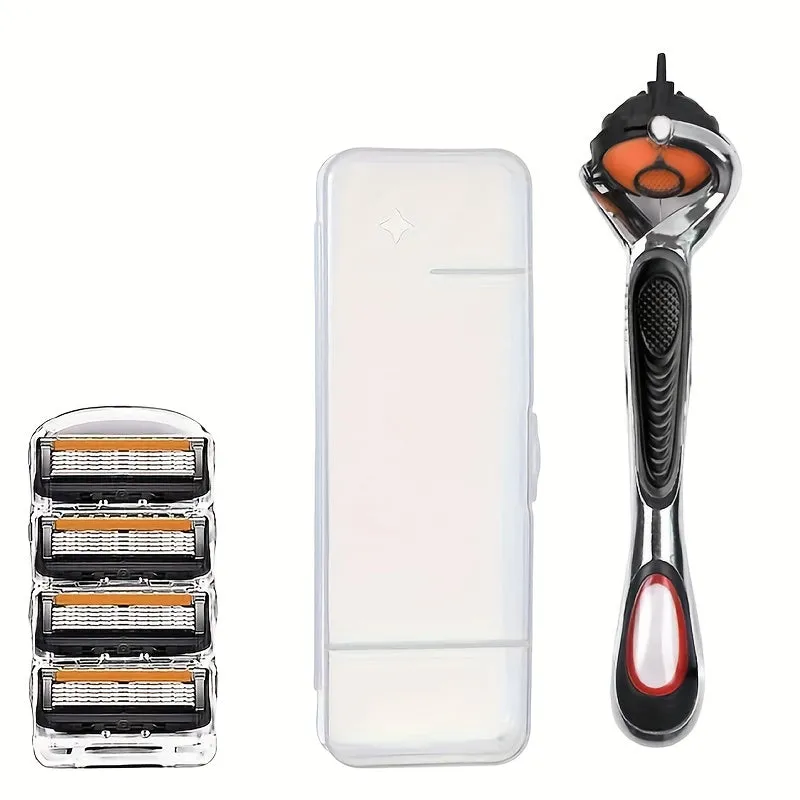 Men's Six-Layer Precision Manual Shaver, Retro Style with Replaceable Blade