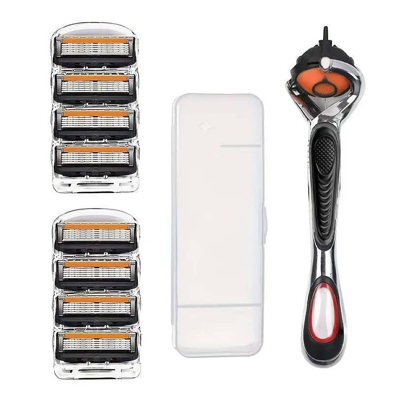 Men's Six-Layer Precision Manual Shaver, Retro Style with Replaceable Blade