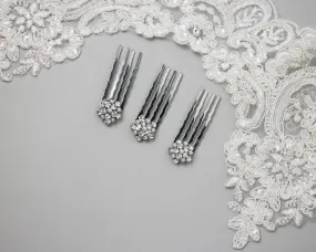 Mini Crystal and Pearl Comb Set