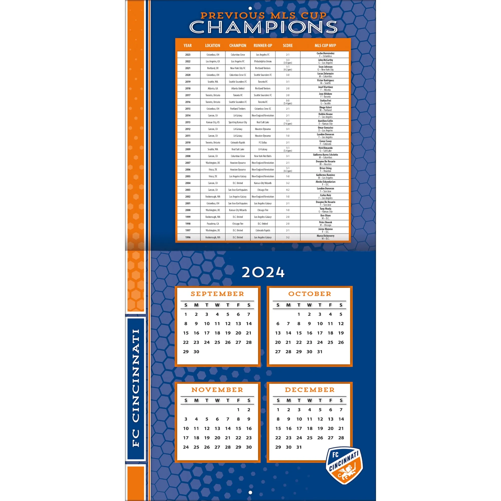 MLS Cincinnati Wall 2025 Calendar - Online Exclusive