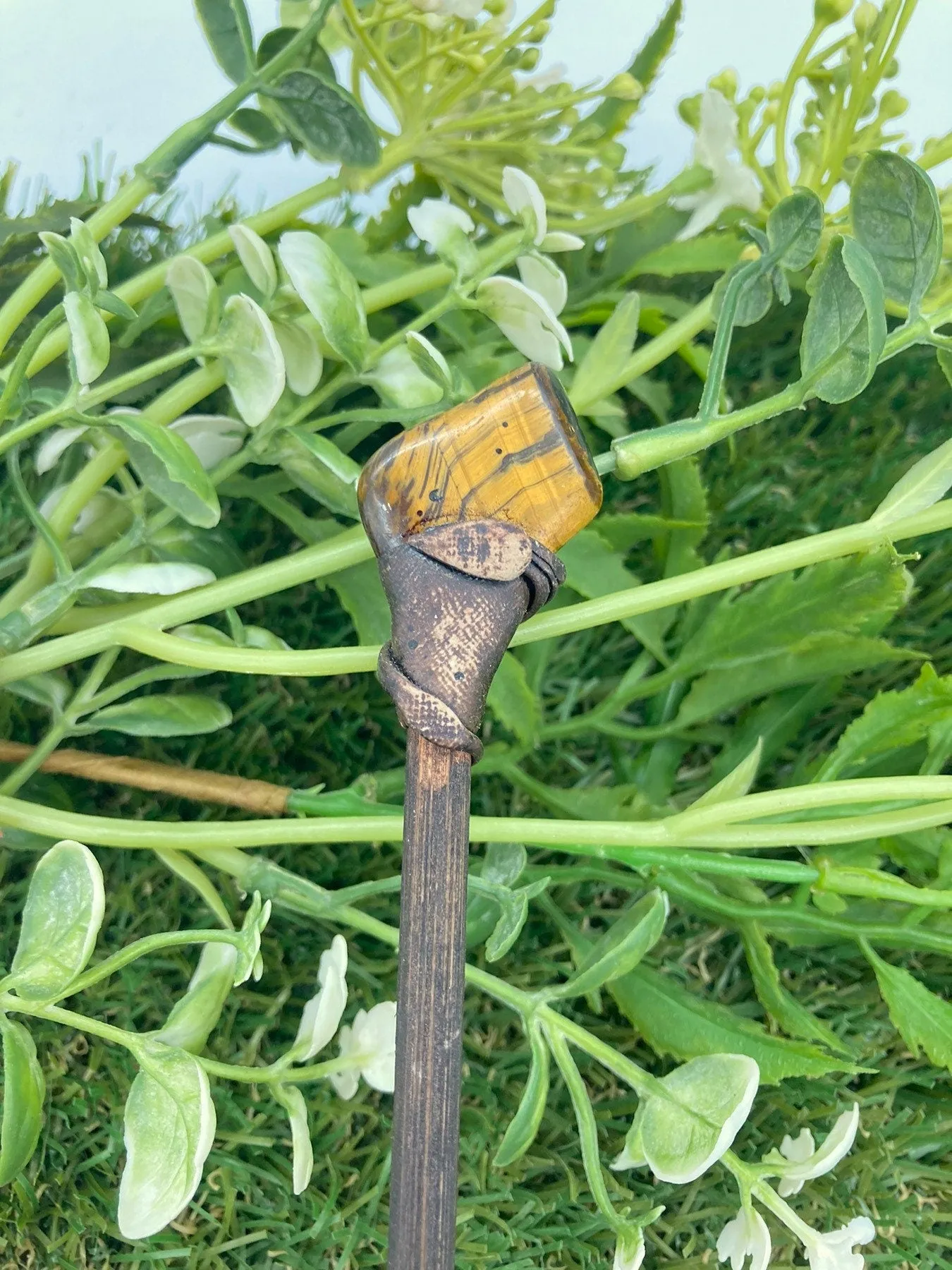 Natural Crystal Tiger's Eye Wand -Fairy wand-Wizard wand-Nature Wand Healing Crystal Zodiac Mineral Stone