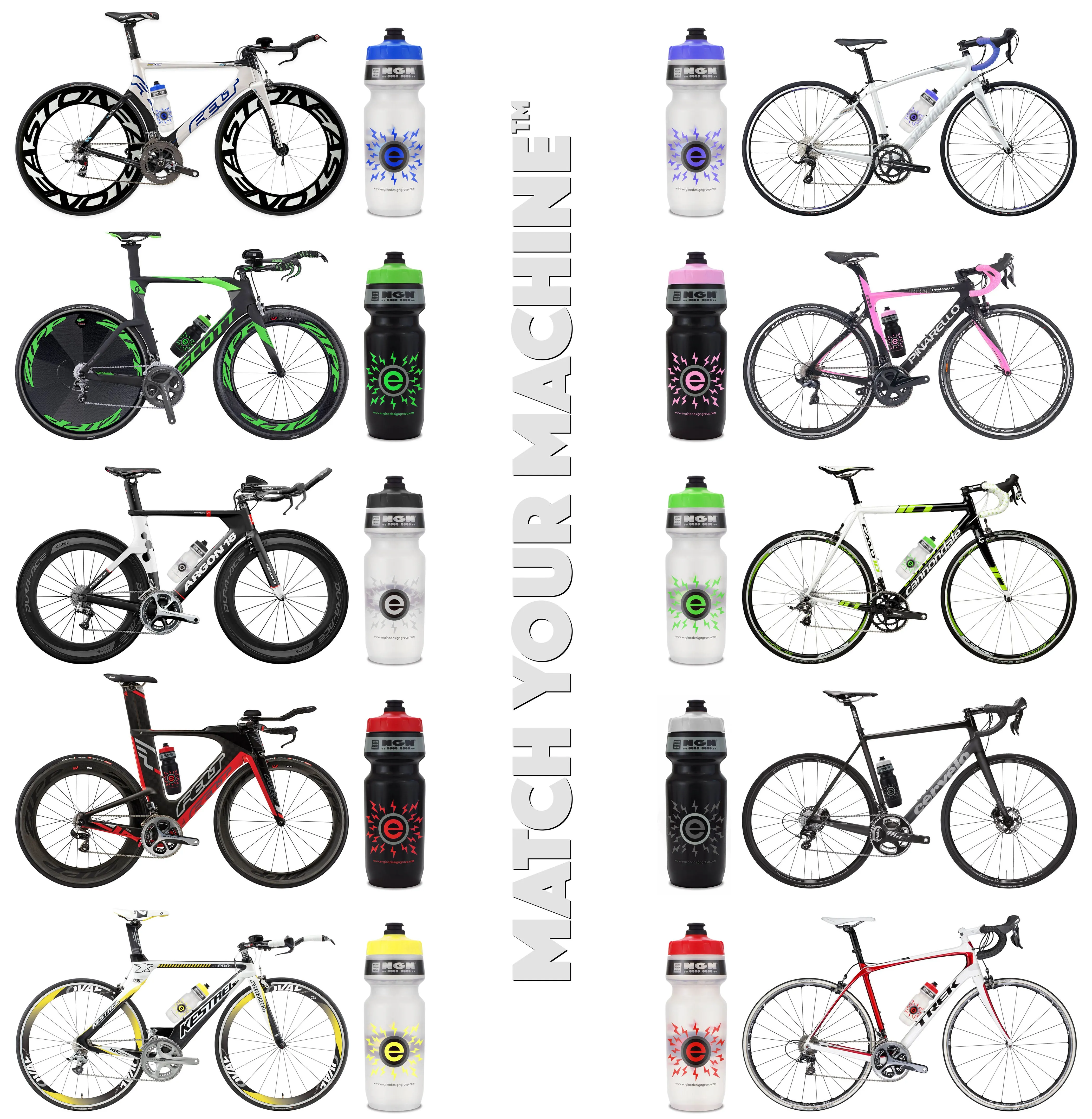 NGN Sport – High Performance Bike Water Bottles – 24 oz | Clear & Gray (2-Pack)