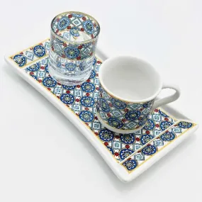 One Person Turkish Coffee Set "Blue Chamomile"