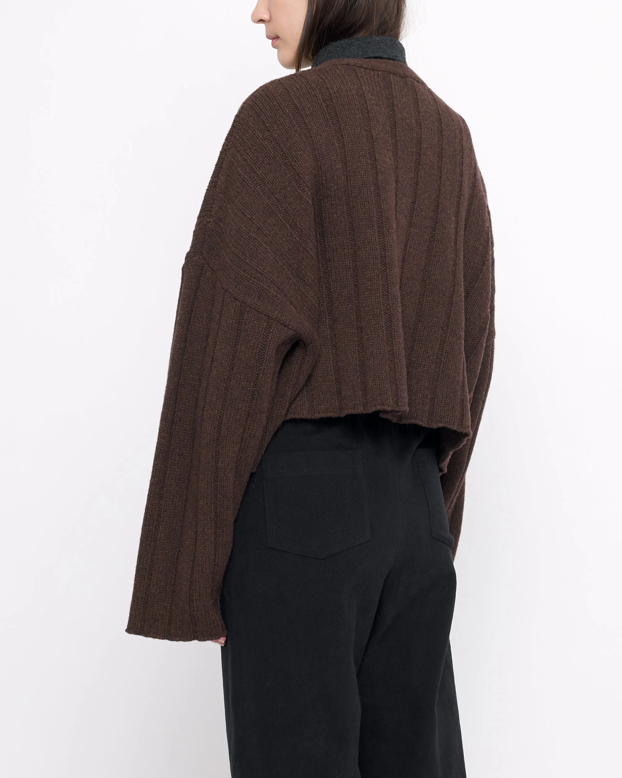 Oversized Ribbed V-Neck - FW24 - Brown