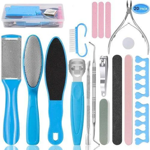 Pedicure Kit 20 in 1 Blue Stainless Steel Professional Pedicure Tools