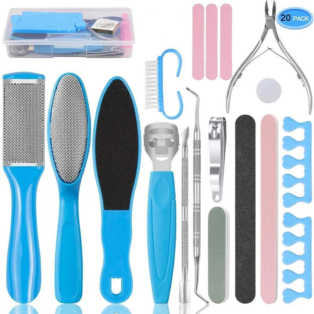 Pedicure Kit 20 in 1 Blue Stainless Steel Professional Pedicure Tools