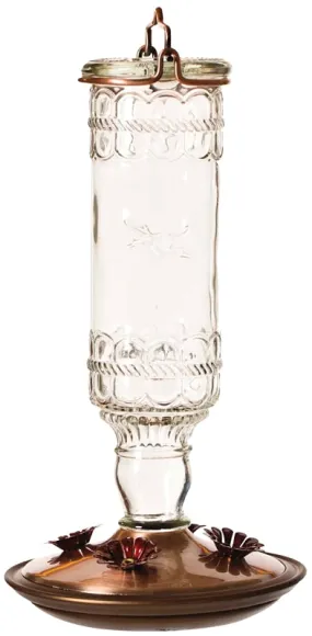 Perky-Pet 8107-2 Bird Feeder, Antique Bottle, 10 oz, 4-Port/Perch, Glass/Metal, Clear/Copper, 10.1 in H :EA: QUANTITY: 2