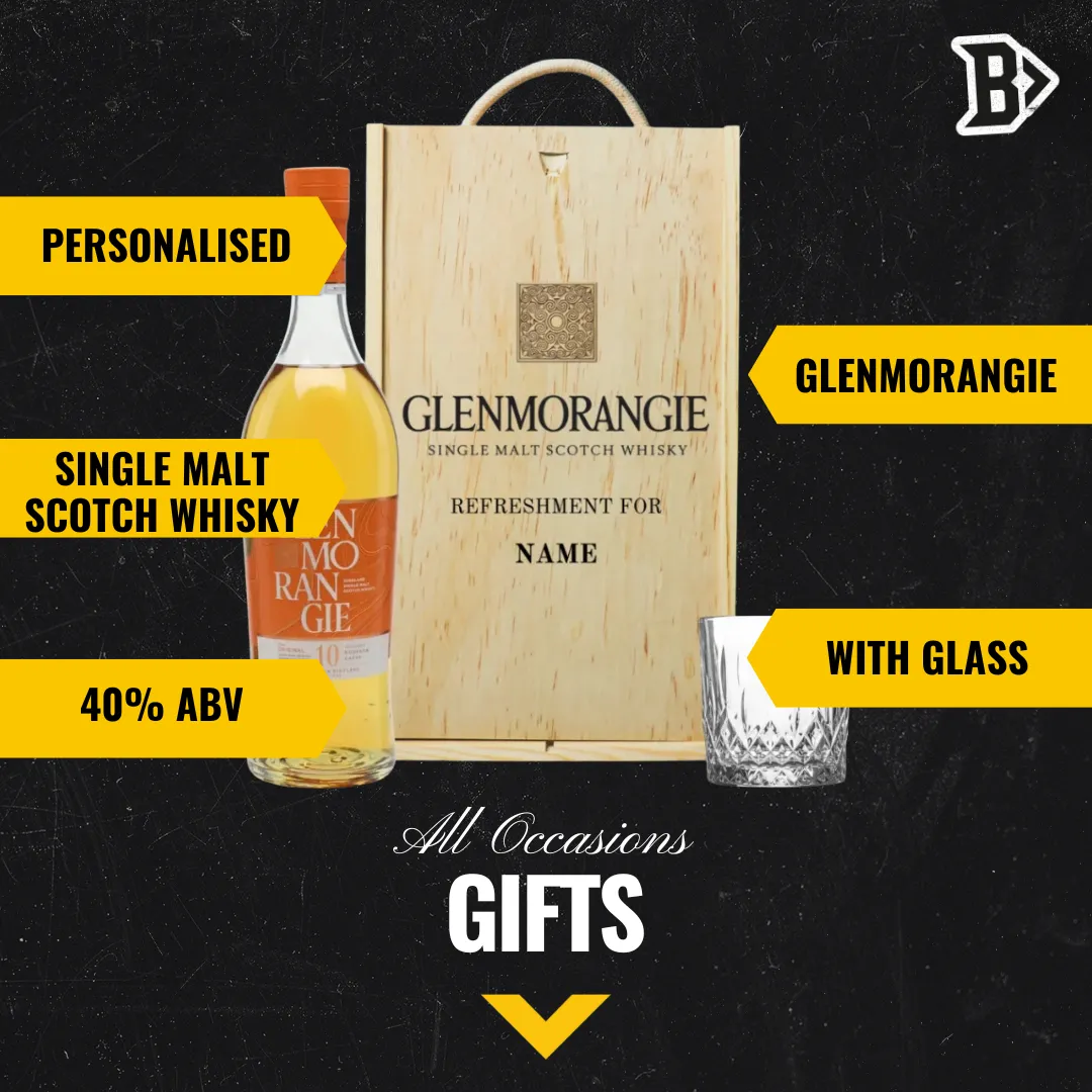 Personalised Glenmorangie Single Scotch Whiskey Gift Set with Glass - 40% ABV (70cl)