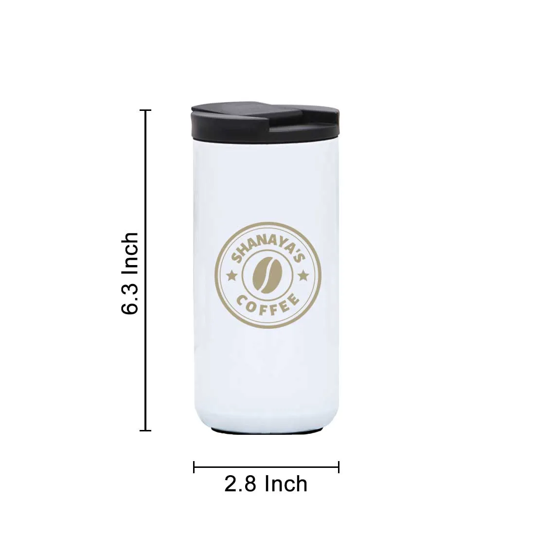 Personalised Tea Travel Mug with Lid Name Engraved Stainless Steel Flask (400ML)