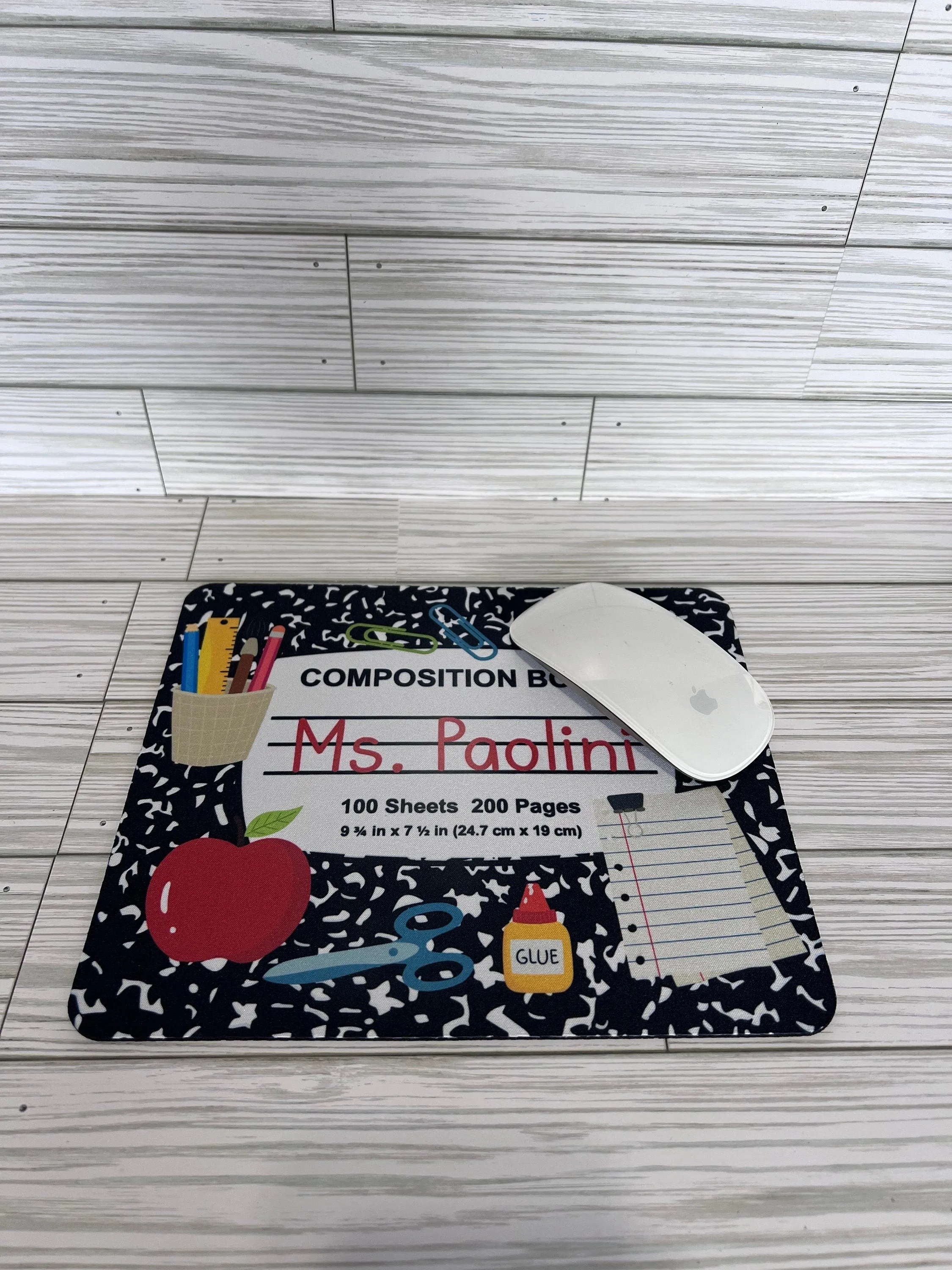 Personalized Mouse Pad - Composition Mouse Pad - Color Pencil Mouse Pad - Teacher's Gift - School Supplies