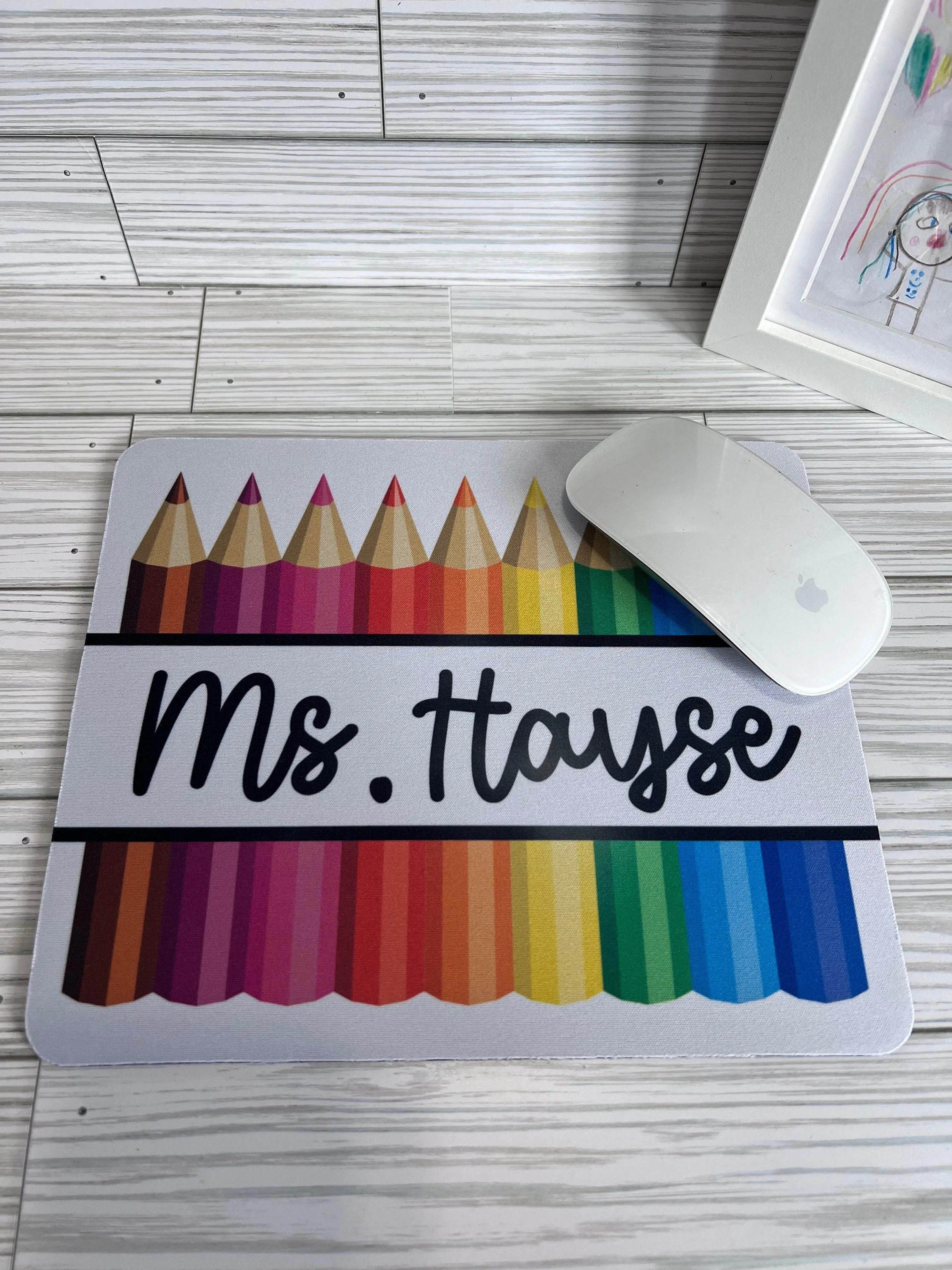 Personalized Mouse Pad - Composition Mouse Pad - Color Pencil Mouse Pad - Teacher's Gift - School Supplies