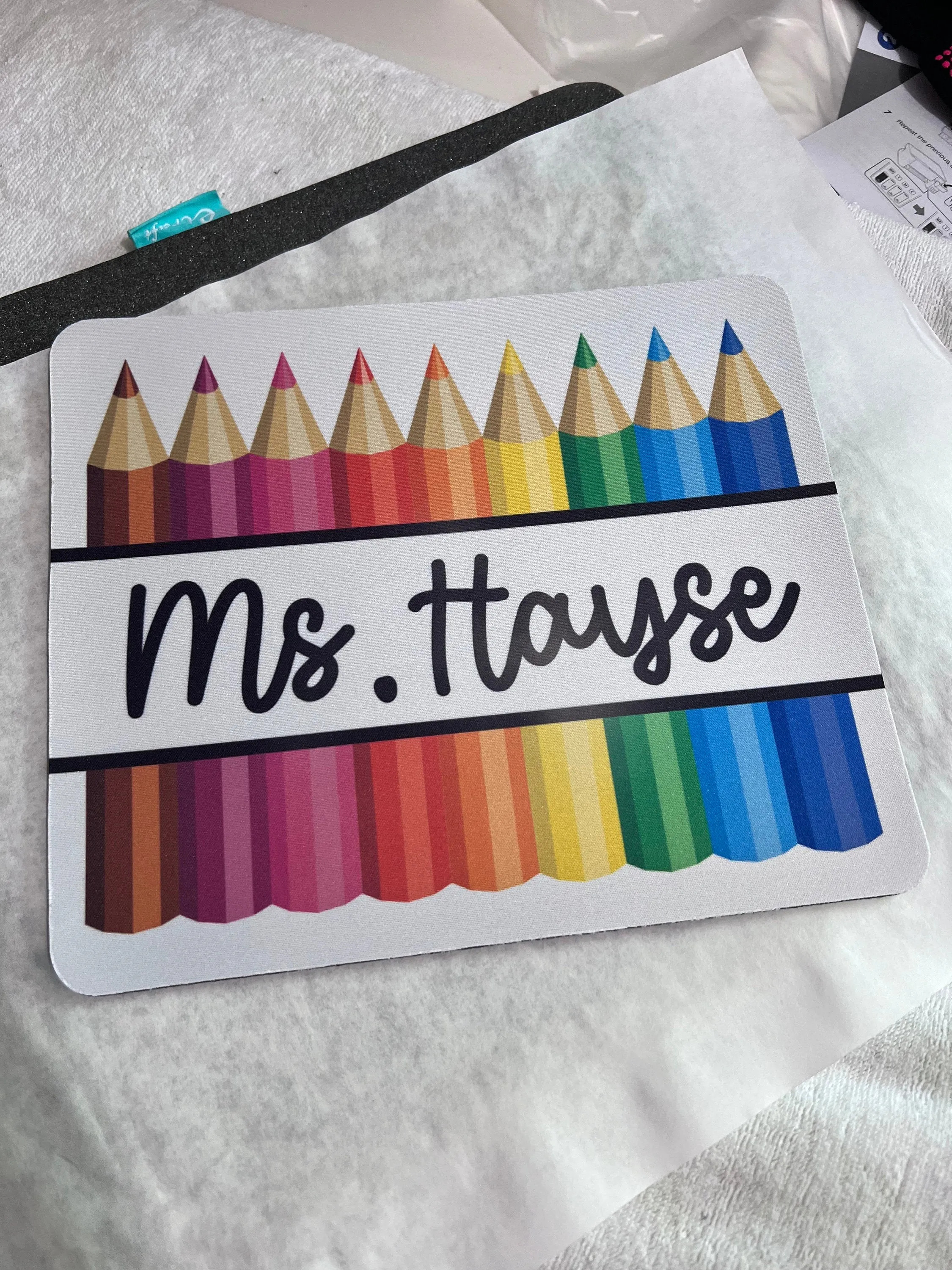 Personalized Mouse Pad - Composition Mouse Pad - Color Pencil Mouse Pad - Teacher's Gift - School Supplies