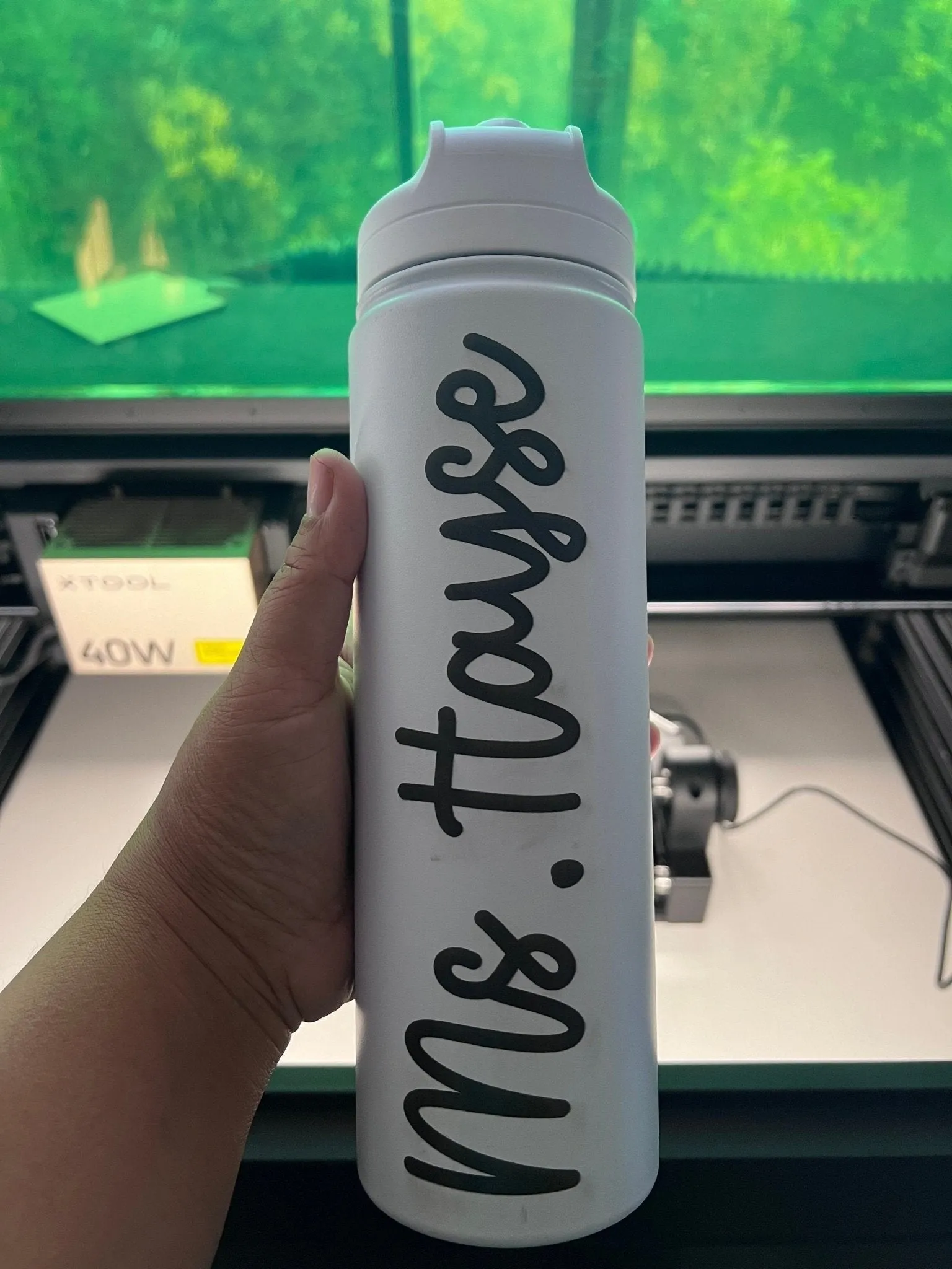 Personalized Name Vertical on Insulated Stainless Steel Water Bottle with Flip-Top Lid - Teacher Water Bottle - Teacher's Gift