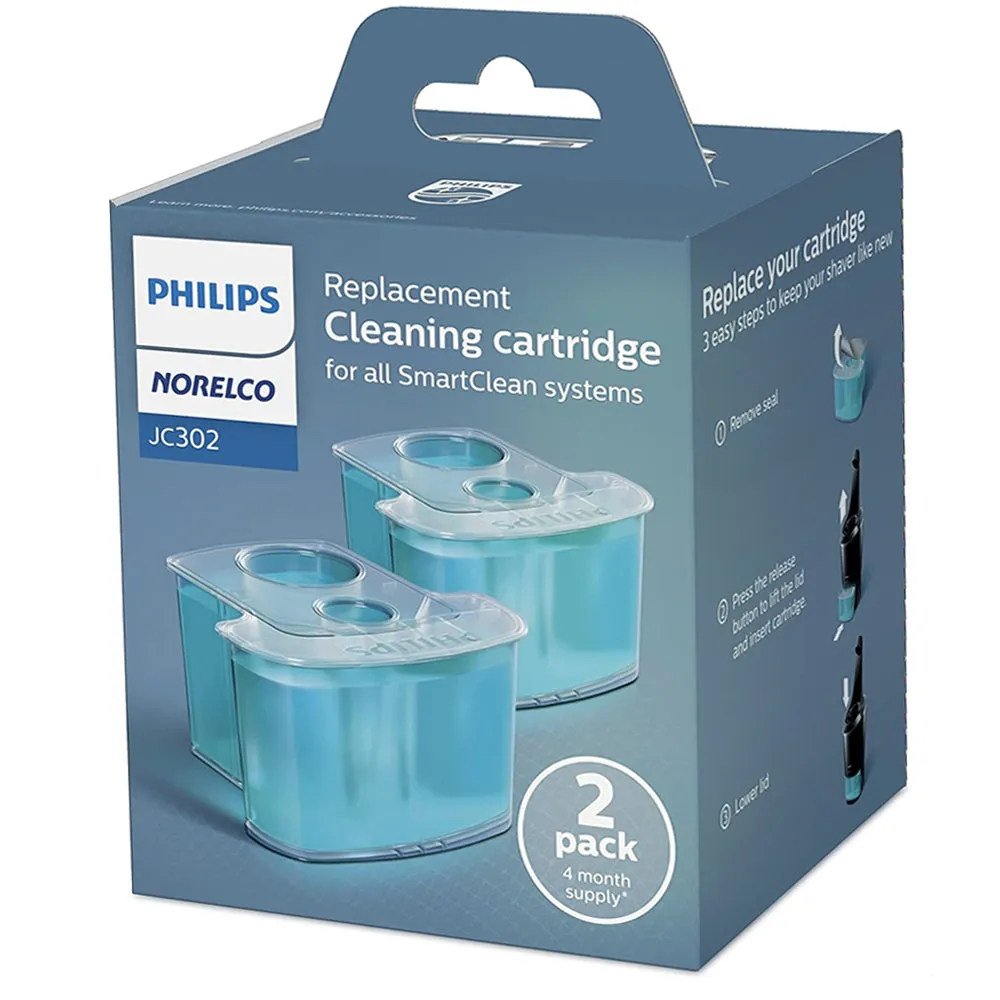 Philips Norelco Cleaning Cartridges for SmartClean System, 2 Count, JC302/52