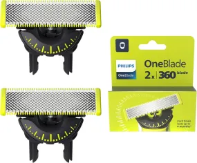 Philips OneBlade 360 Replacement Blades, for OneBlade Electric Shaver and Trimmer, with 5in1 Adjustable Comb, Durable Stainless Steel, Trim, Edge and Shave, 2 Pack, (Model QP420/60)