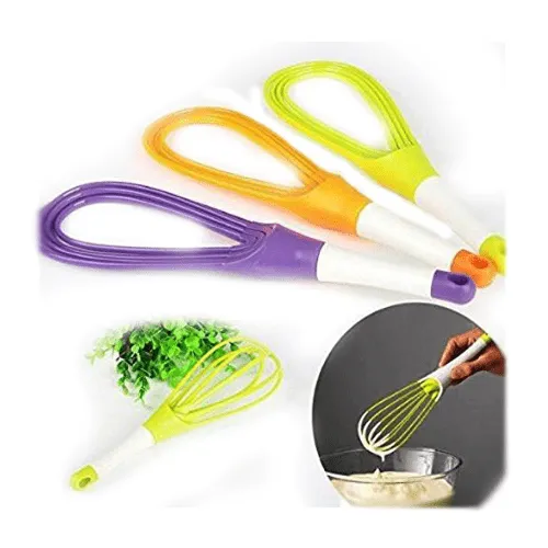 Plastic Flat Magic Master Balloon 2-in-1 Rotating Silicone Whisk, Egg & Cream Beater icing Hand Mixer Blender