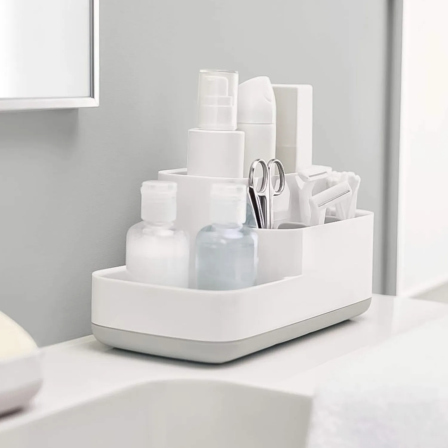 Plastic Multipurpose 5 Compartment Bathroom Desk Organizer Holder (1 Pc)