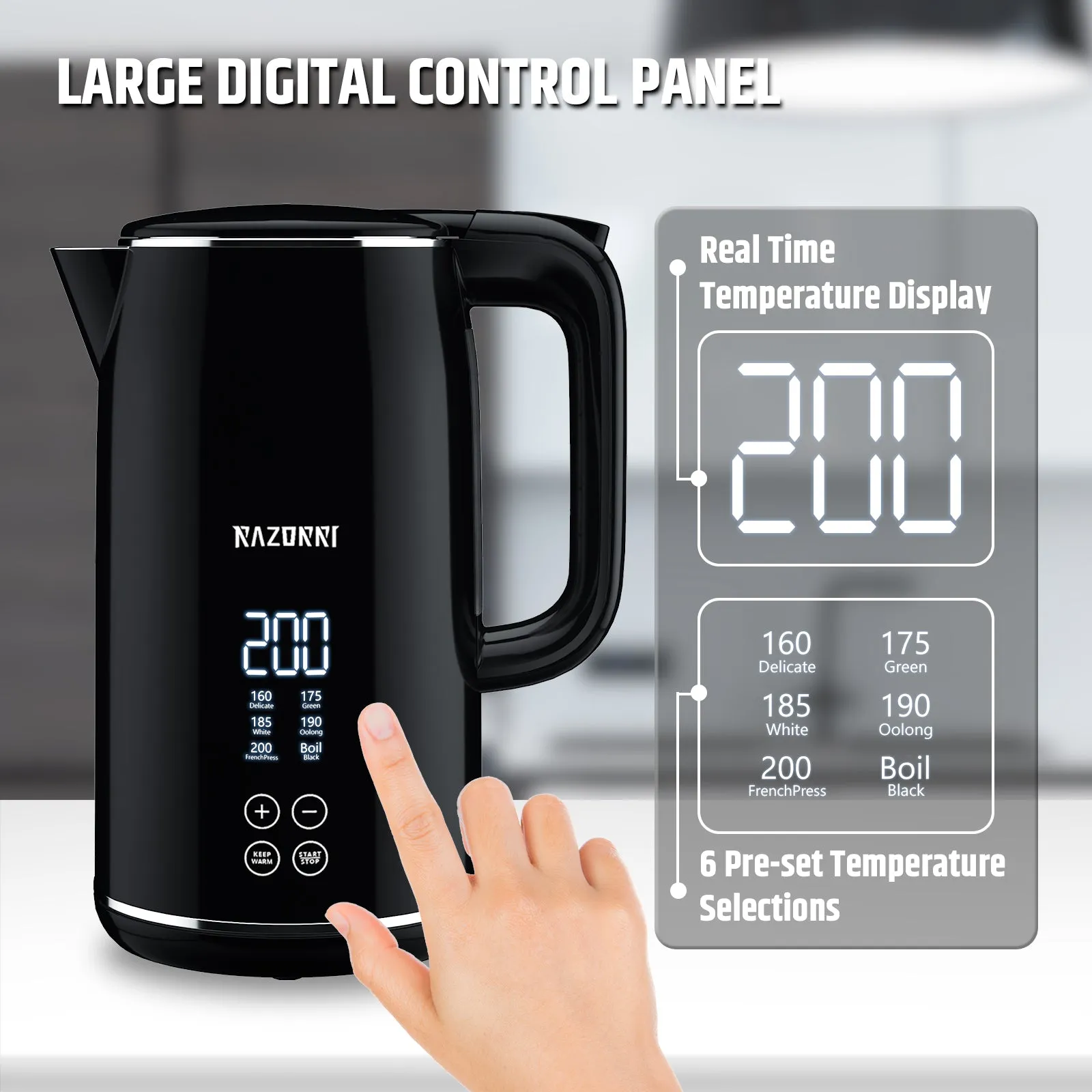 Premio Electric Digital Kettle PDK17A - 1.7L, Piano Black