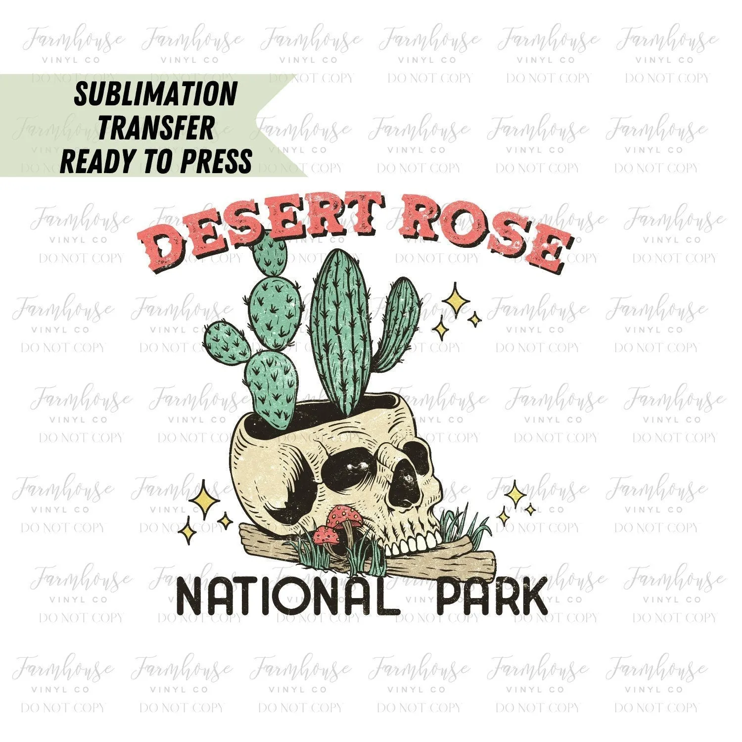 Ready To Press, Sublimation Transfers, Cactus Skull BOHO, Sublimation, Transfer Ready To Press, Desert Rose National Park BOHO Heat Transfer