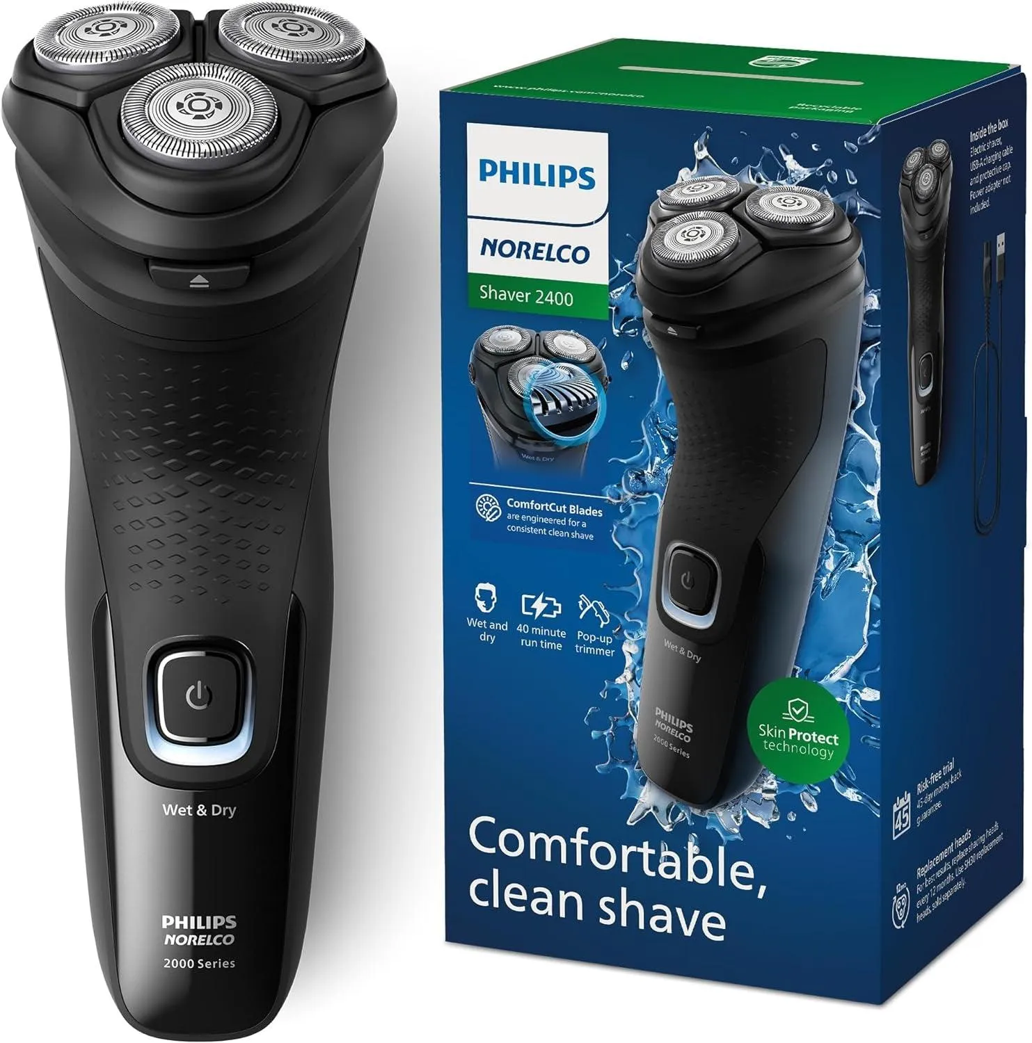 Rechargeable Cordless Electric Shaver with Pop-Up Trimmer