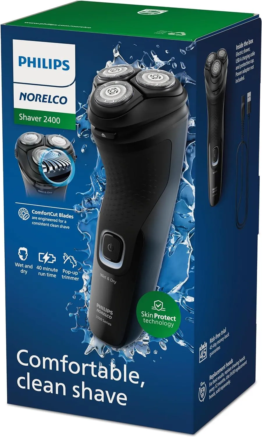 Rechargeable Cordless Electric Shaver with Pop-Up Trimmer