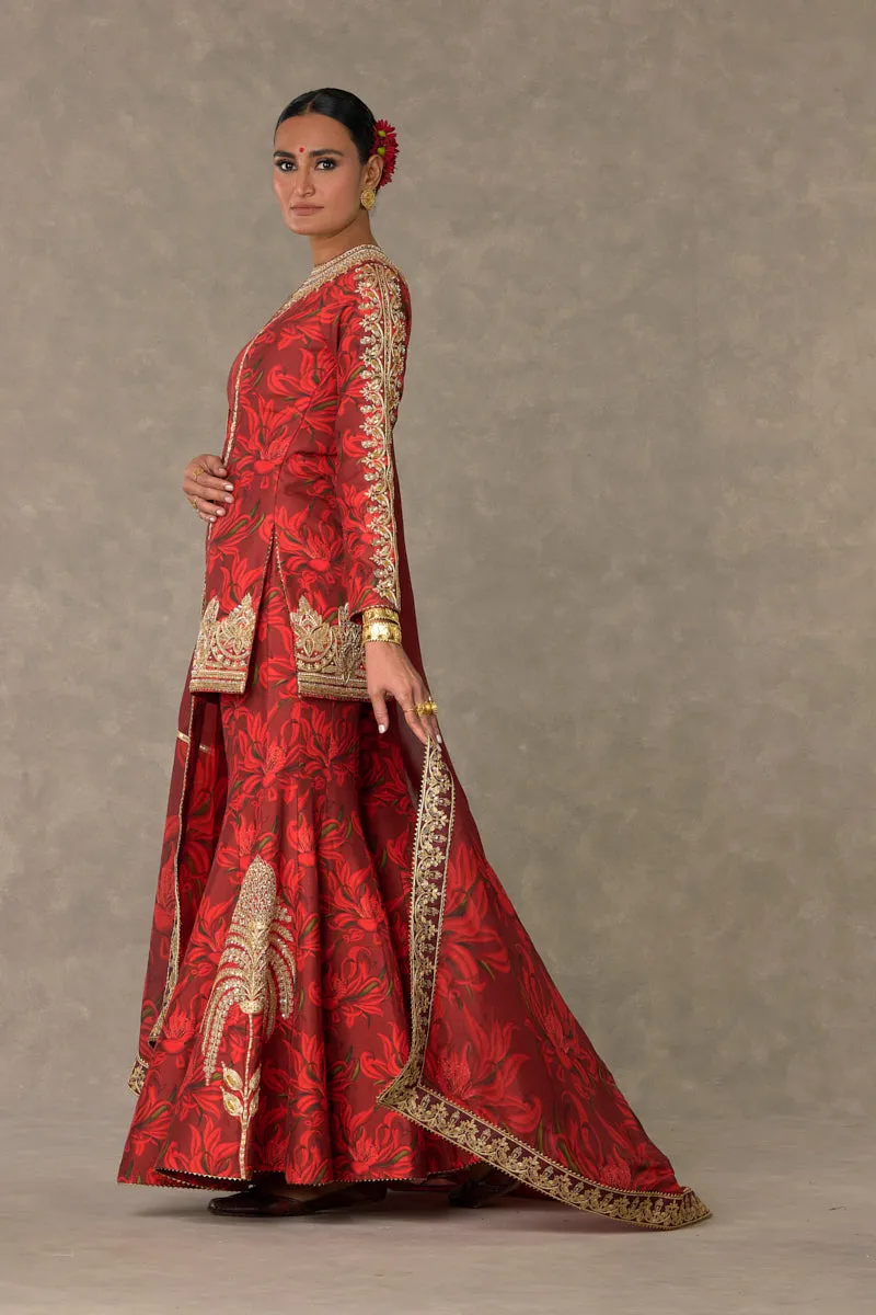 Red Gulmohar Sharara Set