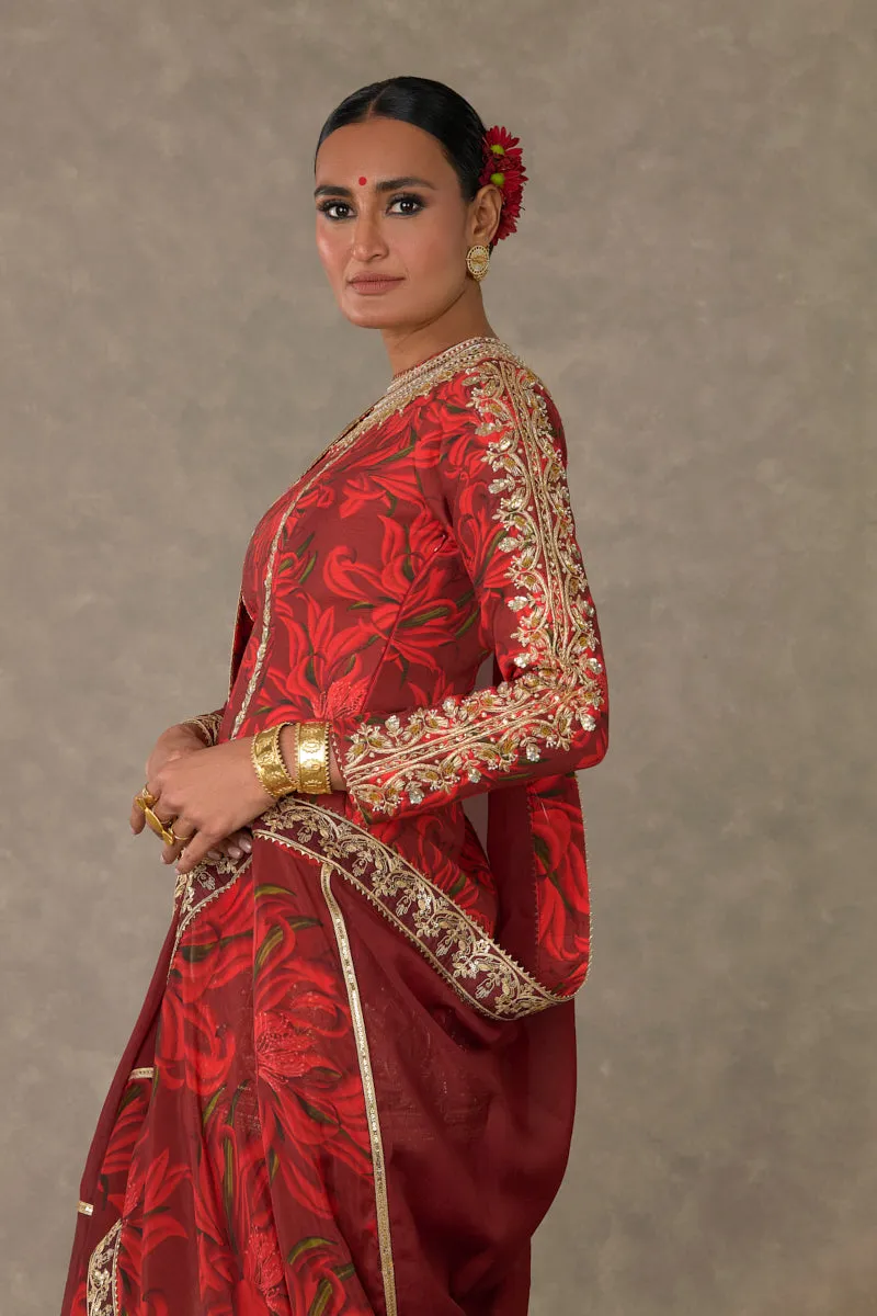 Red Gulmohar Sharara Set