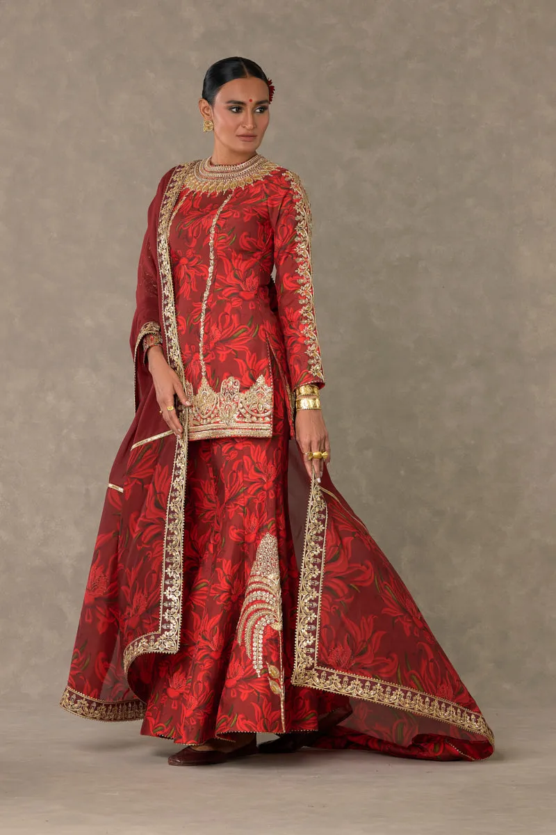 Red Gulmohar Sharara Set