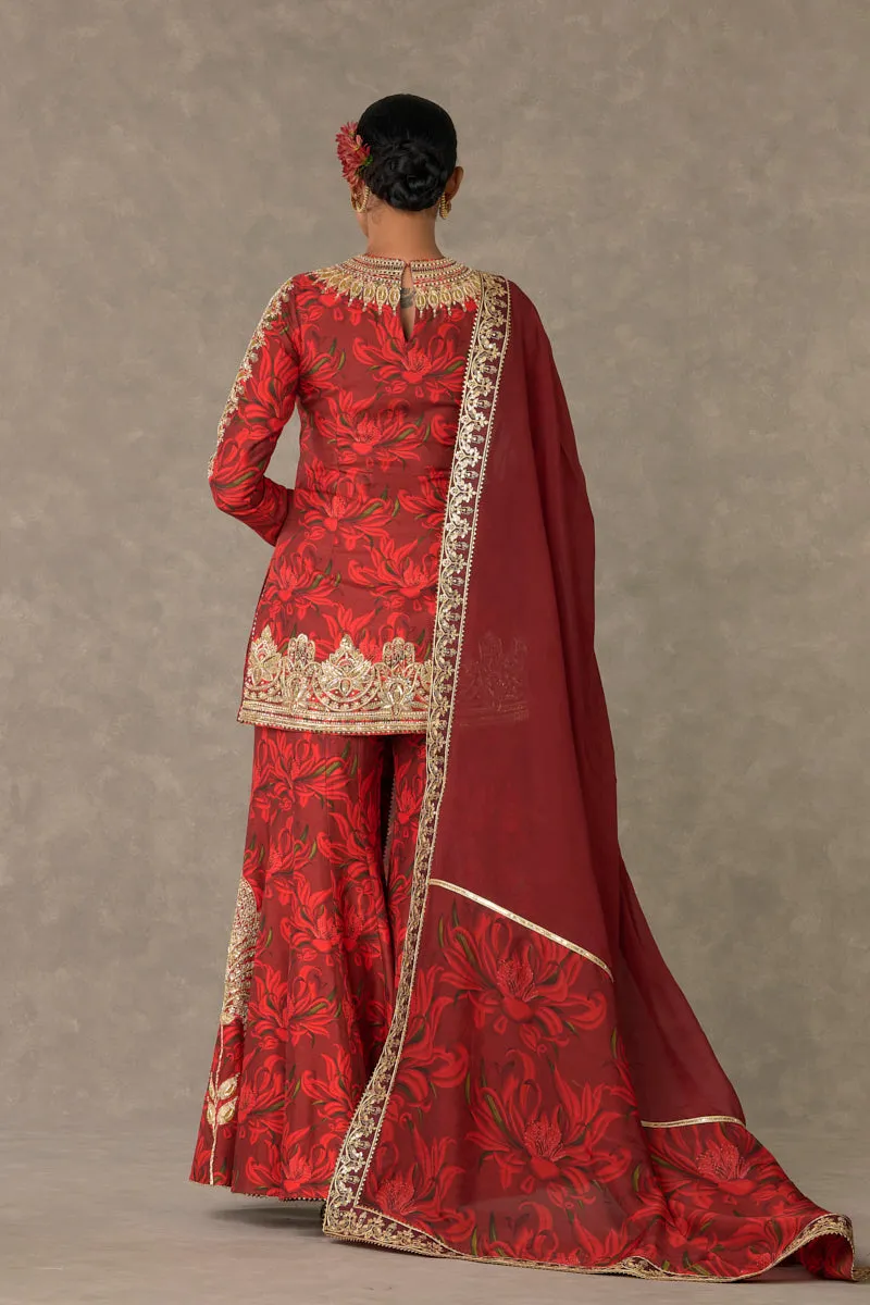 Red Gulmohar Sharara Set