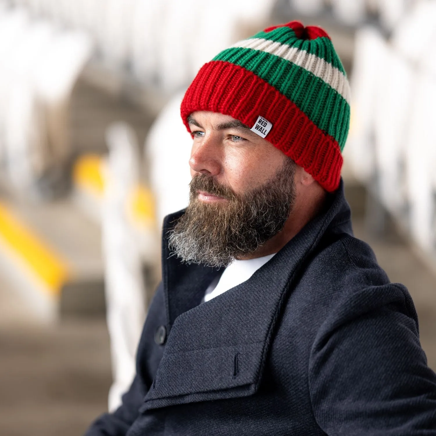 Red Wall Striped Wool Beanie