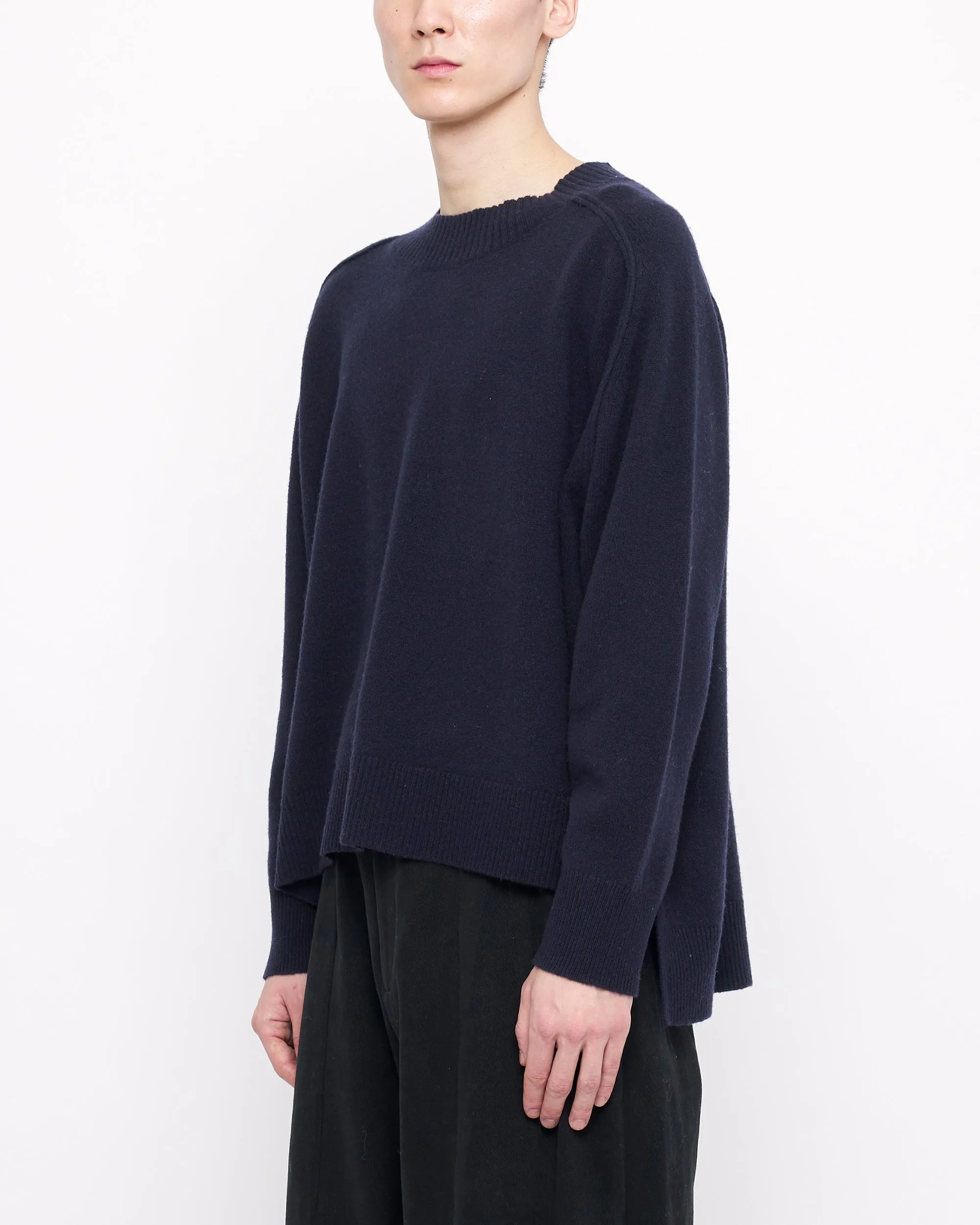 Relaxed Rolled Seam Sweater - FW24 - Navy