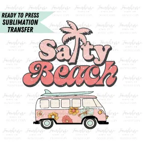 Salty Beach Retro Design, Ready To Press, Sublimation Transfer, Sublimation, Transfer Ready To Press, Summer, Beach Tripe Design, Palms Wave