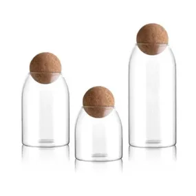 Set of 3 Glass and Cork Canisters - IOco