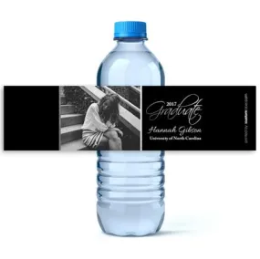 Silver Script Graduation Water Bottle Labels