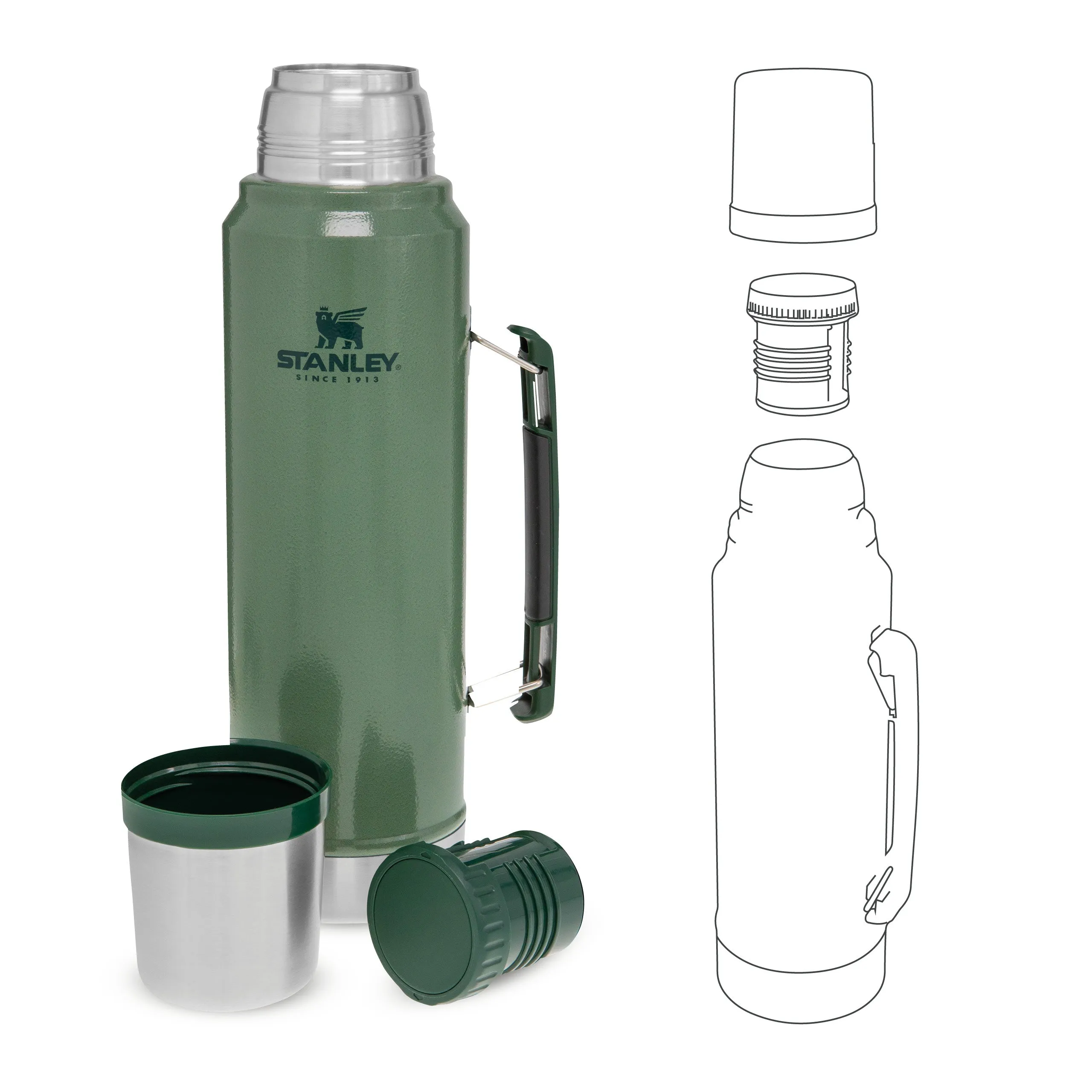 Stanley Legendary Flask Classic Vacuum Bottle 1L Hammertone Green