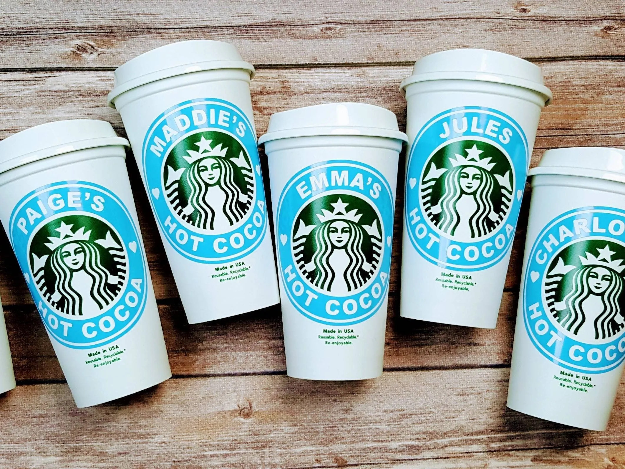 Starbucks Hot Cocoa Custom Vinyl Decal or Vinyl Decal on Authentic Starbucks Reusable Cup