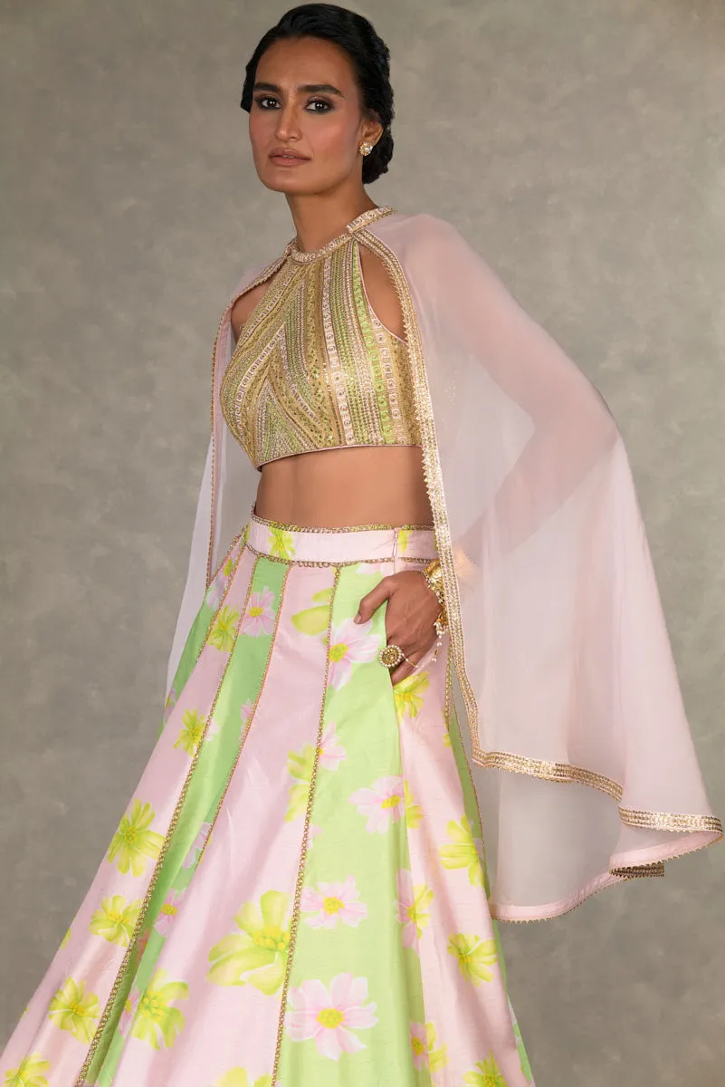 Summertime Parijat Sorbet Lehenga