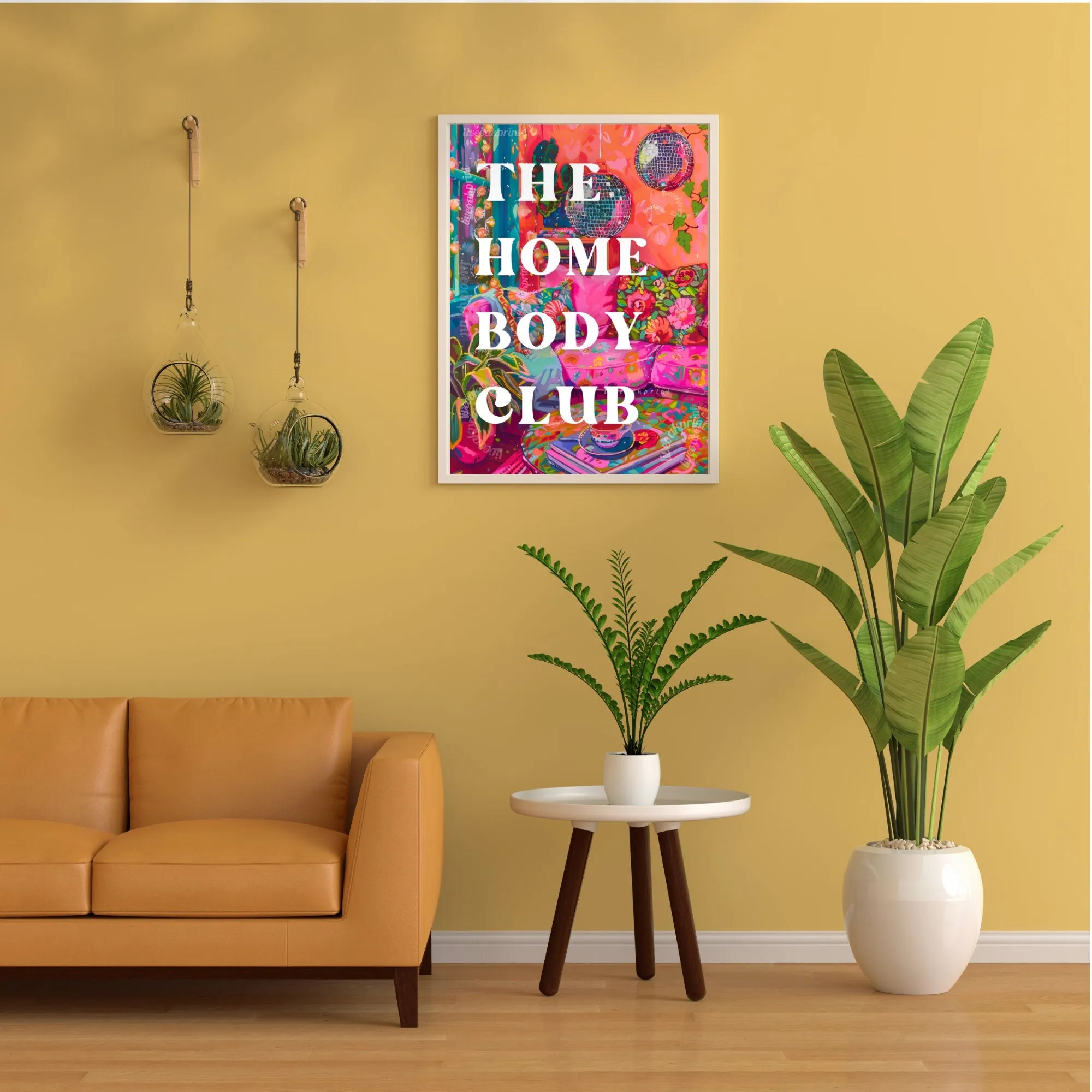 The Homebody Club Sign - Disco Living Room Trendy Typography Print - Maximalist Wall Art - Maximalist Living Room - Pink Living Room