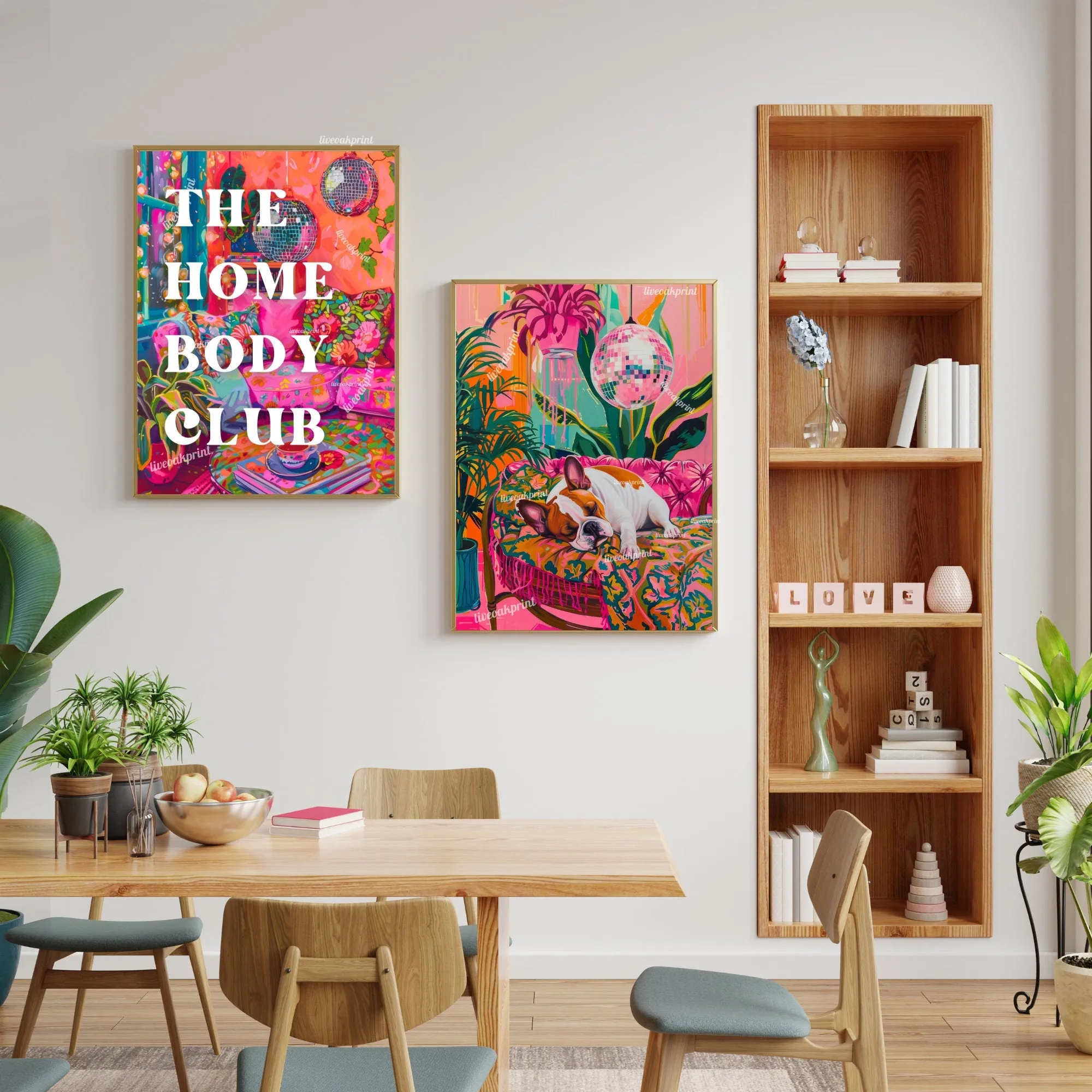 The Homebody Club Sign - Disco Living Room Trendy Typography Print - Maximalist Wall Art - Maximalist Living Room - Pink Living Room