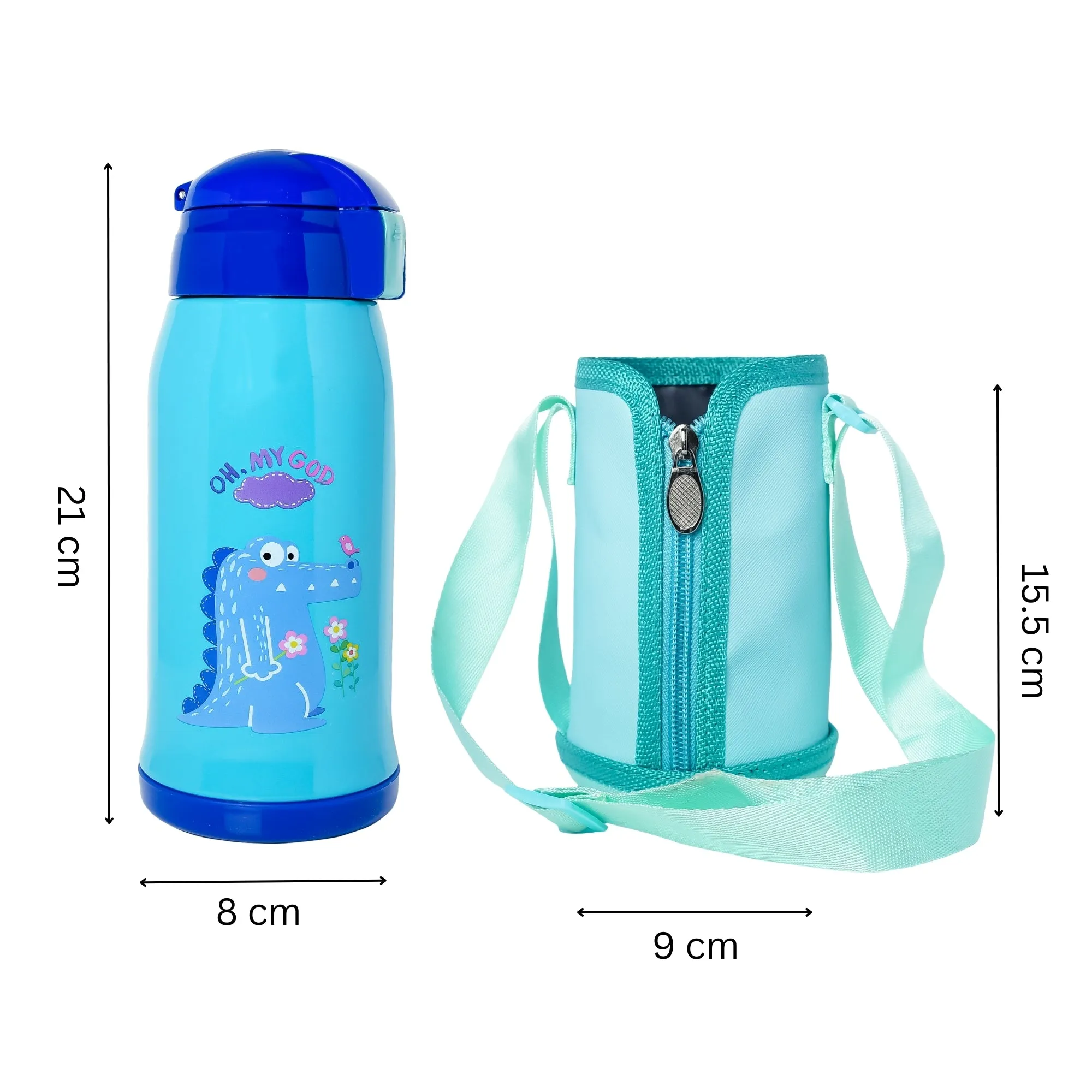 THE LITTLE LOOKERS Stainless Steel Insulated Sipper Bottle with Pop up Straw & Cover for Kids (550ml)