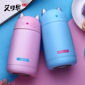 Thermos Cup Cartoon Cat Thermo Mug Drinkware Kids Water Bottle Stainless Steel Child Vacuum Flask cup Tumbler leak-proof Tumbler